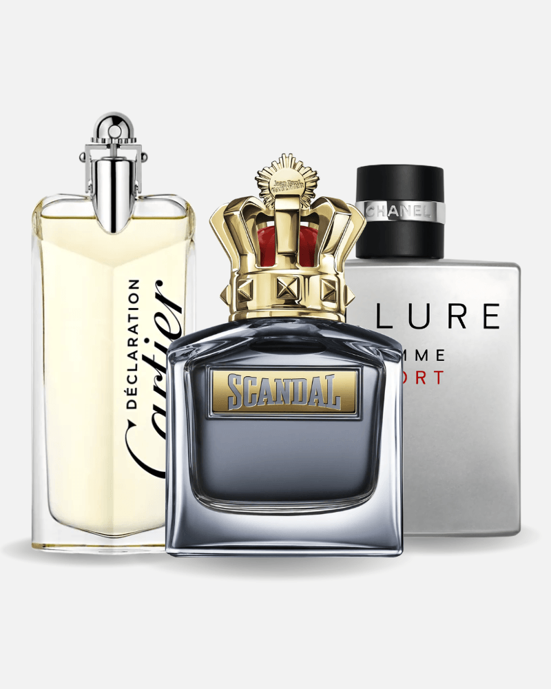Combo de 3 perfumes Allure Homme Sports, Jean Paul Gaultier Scandal, Cartier Declaration 100ml