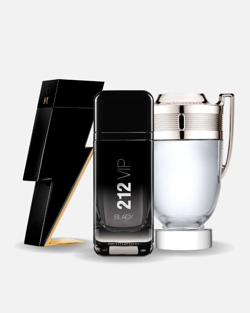 Combo de 3 perfumes Carolina Herrera BAD BOY, Carolina Herrera 212 VIP BLACK e Paco Rabanne INVICTUS 100ml