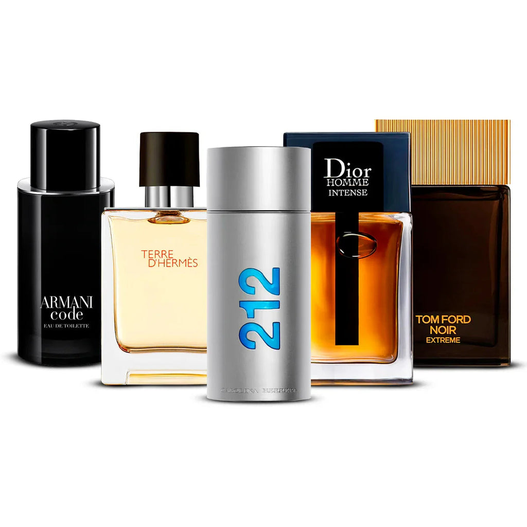 Combo de 5 perfumes: Armani Code, Paco Rabanne Invictus, Dior Homme Intense, Bleu de Chanel, Terre d'Hermès 100ml