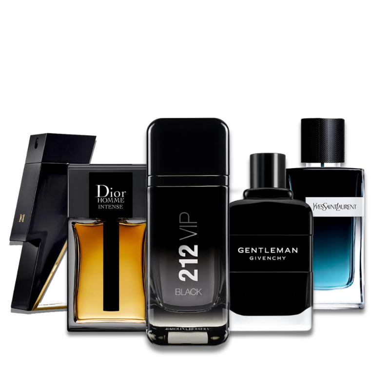 Combo de 5 perfumes: Carolina Herrera BADBOY, Dior HOMME INTENSE, Carolina Herrera 212 VIP, Yve Saint Laurent Y MEN, Givenchy GENTLEMAN 100ml